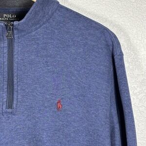 Polo Ralph Lauren Blue Luxury Jersey Half-Zip Sweatshirt Mens Size Medium